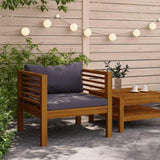 Dark Grey Patio Chair with Solid Acacia Wood Frame - Photo 2
