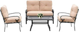 Outdoor Furniture Patio Conversation Set Loveseat, 2 Chairs, Coffee Table with Cushion, Lawn Front Porch Garden - Photo 1