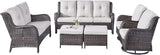 Rilyson Wicker Patio Furniture Set - 6 Piece Rattan Outdoor Sectional Conversation Sets with 2 Rocking Swivel Chairs - Photo 2