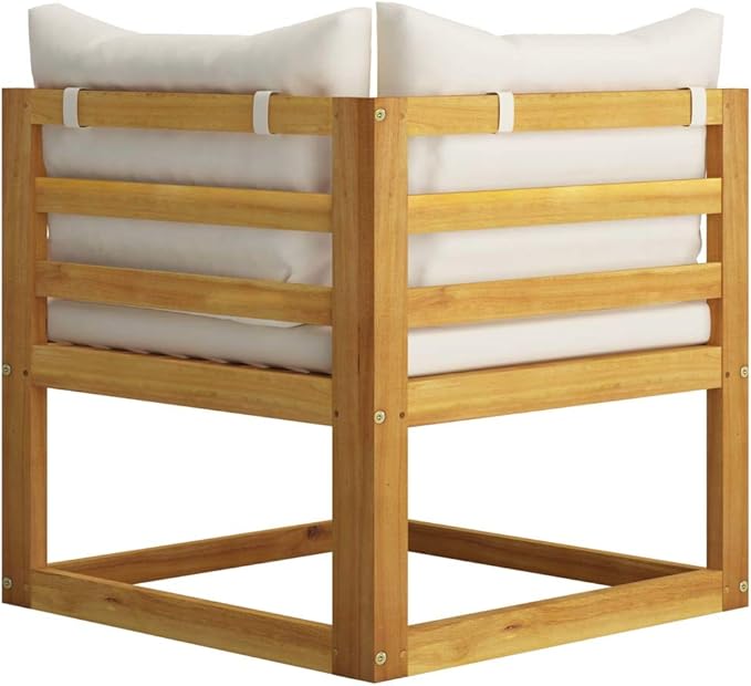 Garden Bench Deck Bench 2-Seater Patio Bench with Cream White Cushions - Photo 6