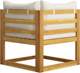 Garden Bench Deck Bench 2-Seater Patio Bench with Cream White Cushions - Photo 6
