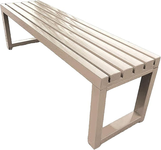 Outdoor Garden Bench,Metal Patio Bench,Weatherproof Backless Benches 2-Person Balcony Seat for Front Porch,Park,Backyard,Entryway 880 Lbs Weight(Khaki,59 Inch)