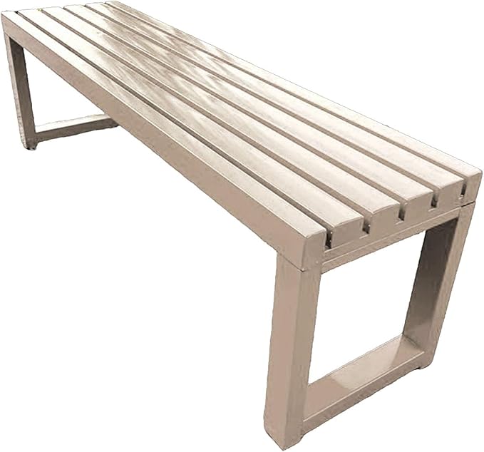Outdoor Garden Bench,Metal Patio Bench,Weatherproof Backless Benches 2-Person Balcony Seat for Front Porch,Park,Backyard,Entryway 880 Lbs Weight(Khaki,39.3 Inch)