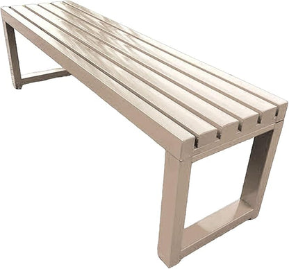 Outdoor Garden Bench,Metal Patio Bench,Weatherproof Backless Benches 2-Person Balcony Seat for Front Porch,Park,Backyard,Entryway 880 Lbs Weight(Khaki,71 Inch)