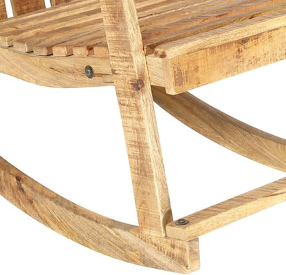 Solid Mango Wood Rocking Chair for Garden and Patio, Vintage Style Outdoor Porch Rocker, Ergonomic Relaxing Chair for Backyard, Balcony and Terrace, Brown