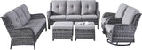 Rilyson Wicker Patio Furniture Set - 6 Piece Rattan Outdoor Sectional Conversation Sets with 2 Rocking Swivel Chairs - Photo 2
