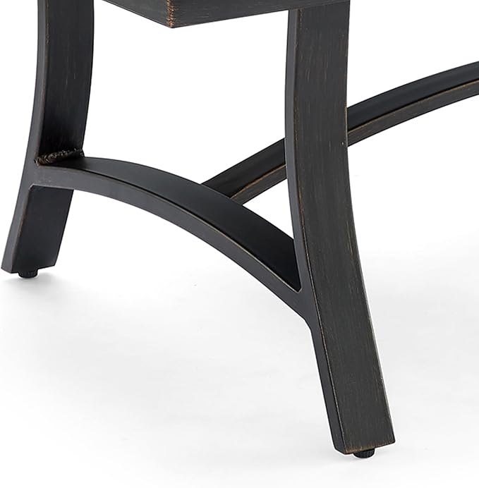 Ulax furniture Outdoor Coffee Table, Rectangle Metal Slat Table, Black