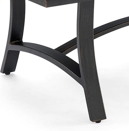 Ulax furniture Outdoor Coffee Table, Rectangle Metal Slat Table, Black