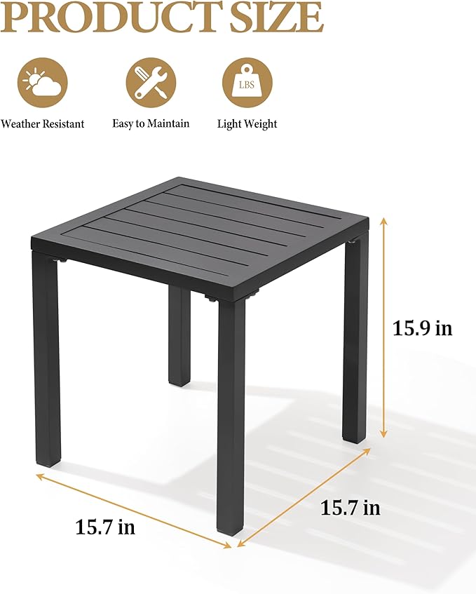 Crestlive Products Aluminum Outdoor Side Table Set of 2, Pool Lounge Chair Side Table - Photo 2