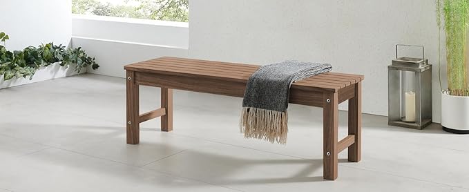 Psilvam 2-Person Outdoor Poly Lumber Patio Backless Bench, Fade-Resistant & Odor-Free Poly Lumber Patio Furniture - Photo 5