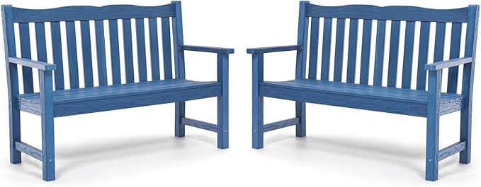 Stoog Outdoor Benches Set of 2, 2-Person All-Weather HIPS Garden Bench with 800 lbs Weight Capacity, Never Rot or Fade - Photo 1