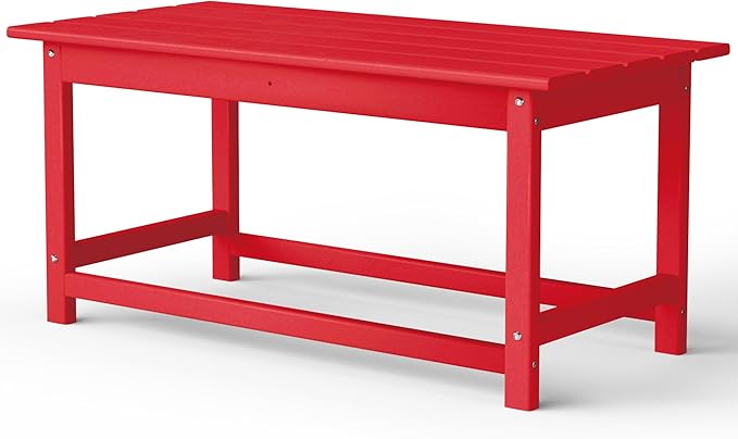 Costaelm Adirondack Conversation Table, HDPE Outdoor Drink Weather Resistant, Outdoor Patio Porch Accent Balcony Table for Pool, Seaside, Backyard, Red