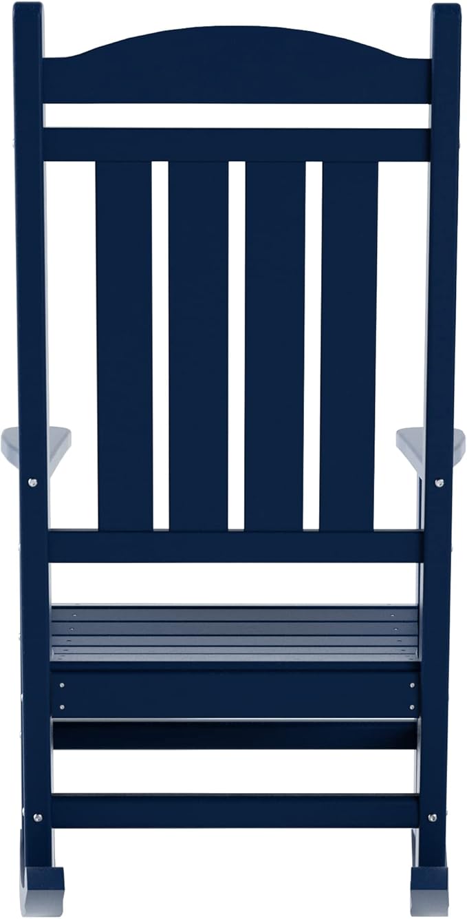 WO Home Furniture Patio Rocking Chair Farmhouse Outdoor HDPE UV Weather Resistant (Navy Blue)