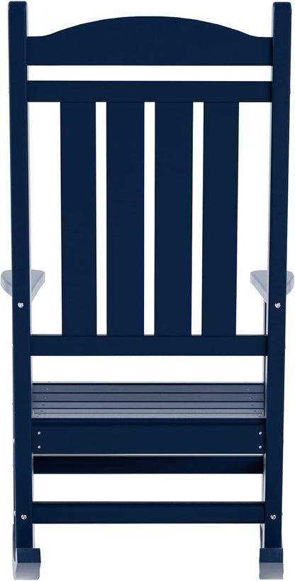 WO Home Furniture Patio Rocking Chair Farmhouse Outdoor HDPE UV Weather Resistant (Navy Blue)