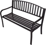 Tangkula 50 Inch Outdoor Steel Garden Bench Park Bench, Patio Chair Garden Bench with High Back & Rustproof Armrests - Photo 1