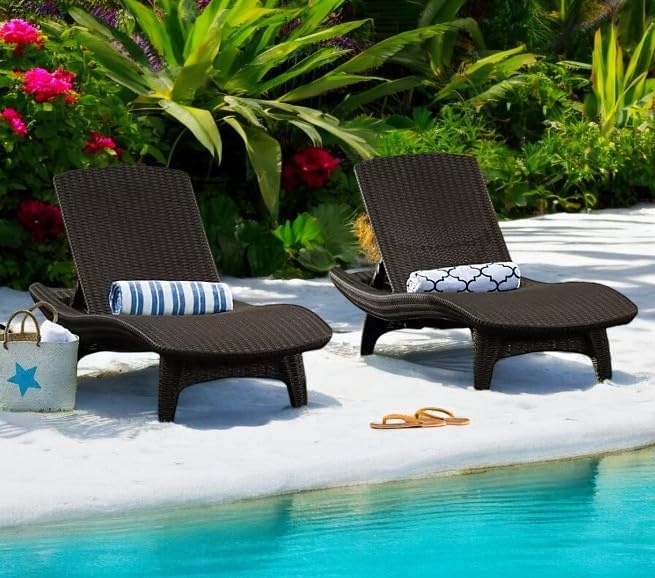 2-Pack All-Weather Grenada Chaise Loungers, Woven Resin (Gray)
