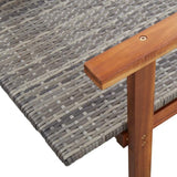 Grey PE Rattan Sunlounger, 78.7" L x 21.7" W Acacia Wood Frame Outdoor Chaise with 3-Position Adjustable Backrest - Photo 9