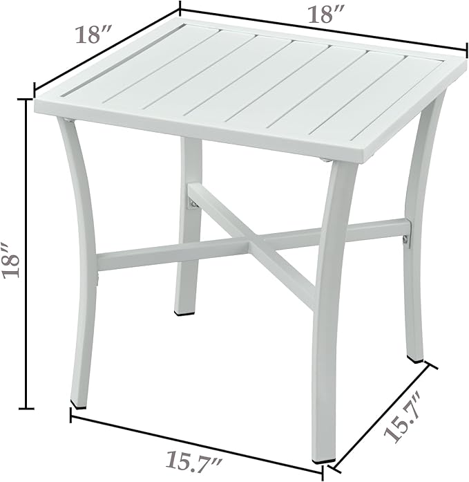 Outdoor Steel Side Table End Table for Patio, Backyard, Pool, Indoor Companion, Easy Maintenance and Weather Resistant - Photo 3