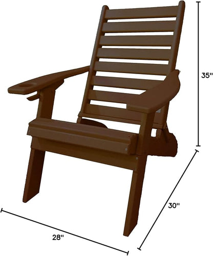 Furniture Barn USA Farmhouse Collection Poly Ladderback Folding Adirondack Chair, Tudor Brown