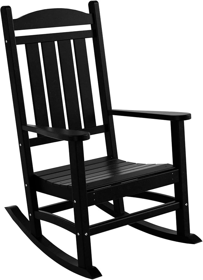 WO WESTIN OUTDOOR HDPE Laguna Classic Porch Rocking Chair (Set of 2), Black