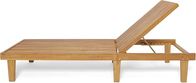 Christopher Knight Home Nadine Set of 2 Outdoor Patio Wood Adjustable Chaise Lounges, Acacia Wood Poolside Sun Lounger Set, Wooden Lounge Chair Outdoor, Teak