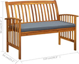 Patio Bench with Cushion, Outdoor Bench, Wooden Bench with Backrest, Vintage Garden Wooden Bench for Patio, Garden, Yard - Photo 2