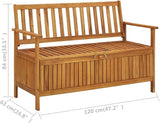 Patio Storage Bench, Rustic Outdoor Patio Bench, Porch Chair, Wood Garden Bench, with Backrest and Armrests, for Outdoor - Photo 7