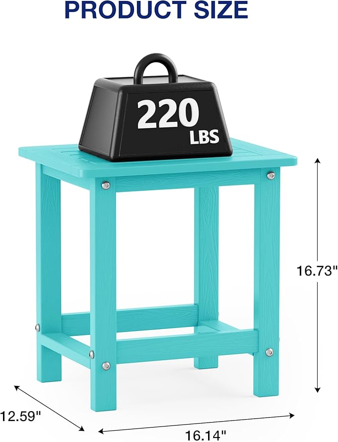YEFU Outdoor Side Table for Patio: 16" HIPS Weather - Resistant Adirondack Tables Set of 2 - Small Square End Table for - Photo 3