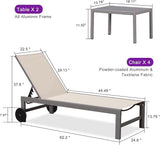 PURPLE LEAF Patio Chaise Lounge Set for 4 Outdoor Pool Lounge Chairs with Adjustable Backrest and Side Tables Aluminum - Photo 3