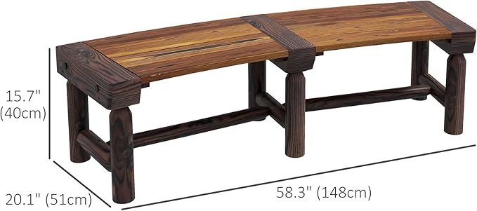 Outsunny Wooden Garden Bench, Semicircular Round Outdoor Tree Bench, Wrap Around Park Bench for Yard, Patio, Deck, Lawn, Brown