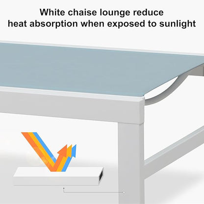 PURPLE LEAF Lounge Chair Outdoor Set 2 Pieces White Aluminum Chaise Lounge with Armrest and Wheels for Pool Deck Patio, Steel Blue