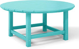 WestinTrends Malibu Low Outdoor HDPE Round Patio Coffee Table, Turquoise - Photo 6