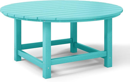 WestinTrends Dylan 5-Piece Outdoor Patio HDPE Adirondack Chair with Round Coffee Table Conversation Set, Turquoise