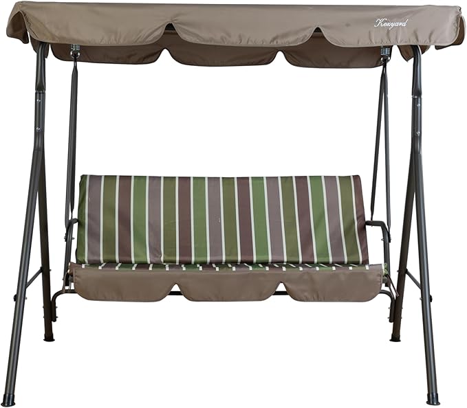 Kozyard Alicia 3-Seat Patio Swing, Outdoor Canopy Swing with Steel Frame - Photo 7