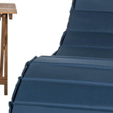 SAFAVIEH Outdoor Collection Pacifica Natural Brown Solid Wood/Navy Cushion 3-Piece Chaise Lounge Set with Table - Photo 4