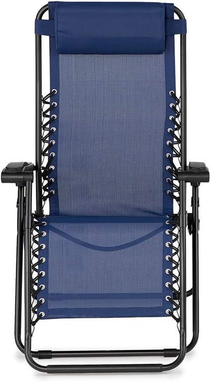 Caravan Sports Zero Gravity Outdoor Portable Folding Camping Lawn Deck Patio Pool Recliner Lounge Chair for Adults, Adjustable Headrest, Blue (2 Pack)