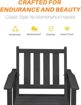5-Piece HDPE Patio Dining Set, Outdoor Table and Chairs with Umbrella Hole, Modern Outdoor Dining Set for 4 - Photo 5