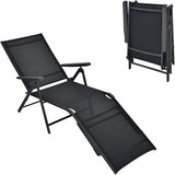 Tangkula Folding Lounge Chair Outdoor, Recliner Chaise Lounge with 5-Position Adjustable Backrest & 2-Position Footrest - Photo 1