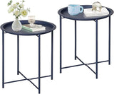 VECELO Side/End Table, Folding Round Metal Anti-Rust and Waterproof Outdoor or Indoor Tray for Living Room Bedroom - Photo 1