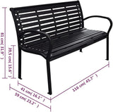 Garden Bench Black WPC (Wood Plastic Composite), Steel Park Bench Garden Seating for Courtyard Balcony 116 cm Wide - Photo 1