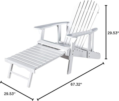 Christopher Knight Home Hayle Reclining Wood Adirondack Chair with Footrest, White
