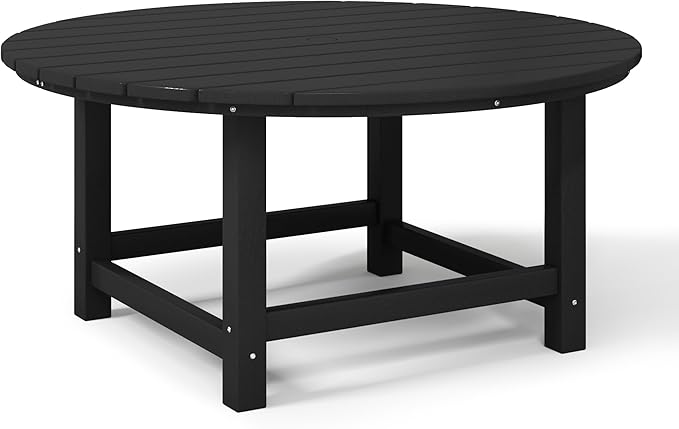 WestinTrends Dylan 5-Piece Outdoor Patio HDPE Adirondack Chair with Round Coffee Table Conversation Set, Black