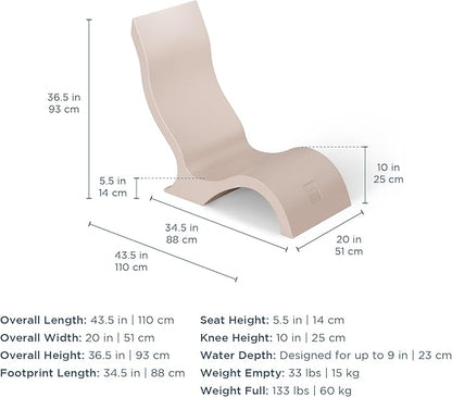 Ledge Lounger - Signature Chair - Inside Pool & Sun Shelf Lounge Chair - Designed for Shallow Shelves Up to 9” - Compatible with All Pool Types - Poolside & Sun Deck Tanning - Set of 2 - White