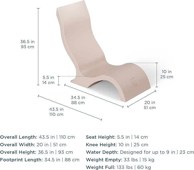 Ledge Lounger - Signature Chair - Inside Pool & Sun Shelf Lounge Chair - Designed for Shallow Shelves Up to 9” - Photo 6