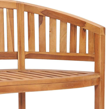 Natural Teak Wood Garden Bench 47.2 Inch Long Crescent Shape Outdoor Furniture for Patio and Balcony Durable Solid Construction Weather Resistant Seating