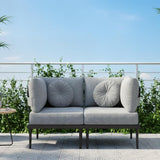 Sundale Outdoor 2 Pieces Metal Patio Furniture Set, Outdoor Sectional Sofa w/6 Inch Olefin Cushion - Photo 8