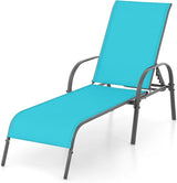 Giantex Patio Lounge Chair, Outdoor Chaise Lounge with 5 Adjustable Backrest, Sturdy Steel Frame, Sunbathing Recliner - Photo 1