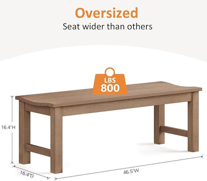 Outdoor Bench Set of 2, 2-Person Patio Backless Benches, HIPS Weatherproof Garden Bench that Never Rot and Fade, Suit for Backyard, Church, Patio, Deck and Entryway (Teak)