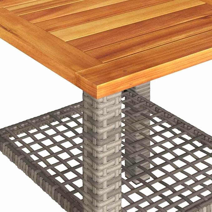 Square Garden Table Grey Brown 4-Piece Set Indoor Outdoor Furniture with Weather Resistant Powder Coated Steel Frame - Photo 9