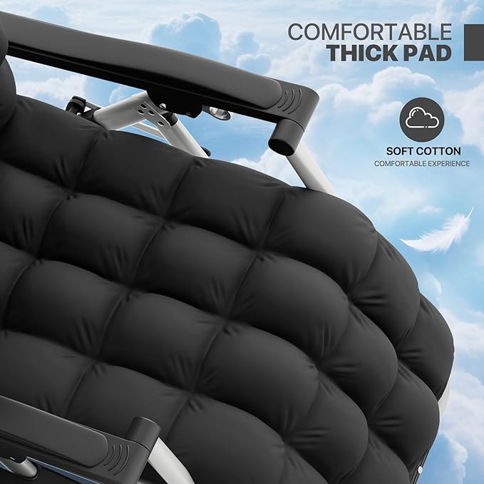 Magshion Zero Gravity Chair with Cushion, Reclining Outdoor Patio Lounge Chair, Folding Indoor Anti Gravity Recliner - Photo 7